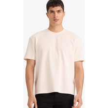 DeFacto Pamuklu Regular Fit Bisiklet Yaka Twill Kısa Kollu Tişört D7912AX26SP