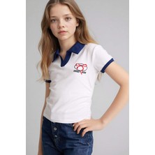 DeFacto Slim Fit Polo Yaka Baskılı Tişört Kız Çocuk G1001A826SM
