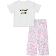 Hellobaby Hellobaby, Kız, Tshirt - Pantolon, Yazı Baskılı, Flower Garden, Bisiklet Yaka, Uzun Paça, Kısa Kol