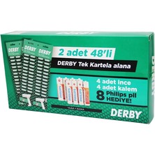 Shopwave Derby Tek Bıçak Kartelalı Jilet 96 Parça 4 Kalem 4 Ince Pil Hediyeli (5047)