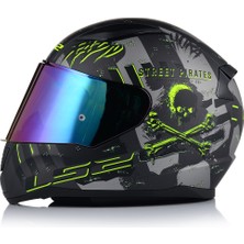 Ls2 Rapıd 2 Pırates Tıtanıum Kapalı Motosiklet Kaskı Gökkuşağı Camlı