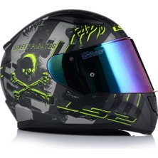 Ls2 Rapıd 2 Pırates Tıtanıum Motosiklet Kaskı Gökkuşağı Camlı