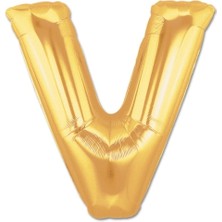 Shopwave V Harf Folyo Balon Altın Renk  40 Inç (5047)