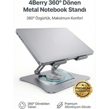 4Berry G68G Gri Notebook Standı – Metal, 360° Döner, Yükseklik & Açı Ayarlı Ergonomi