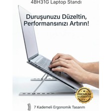 4Berry 4bh31g Metal Laptop Standı – Katlanabilir - 7 Kademeli Ayarlanabilir - Ergonomik Tasarım Gri