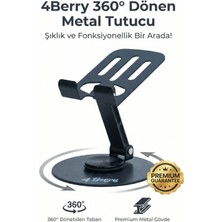 4Berry K13 Gri Telefon Standı – Metal, 360° Döner, Ayarlanabilir Yükseklik