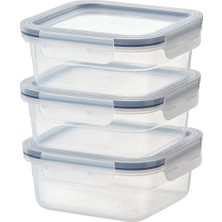 Plastik Saklama Kabı Seti, Şeffaf, 750 Ml, Kare, 3 Parça