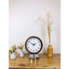 Nacario Mey Ithalat® Krom Metal Lüks Masa Saati 25×20 cm
