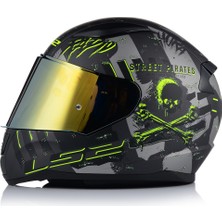 Ls2 Rapıd 2 Pırates Tıtanıum Full Face Motosiklet Kaskı Gold Camlı