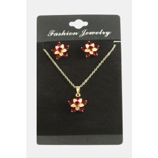 Zero Land Matrixzn Çiçek Zirkon Taşlı Set Kolye-Siyah