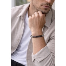 Herşey Nota Navy Heritage Hakiki Deri Erkek Bileklik – Çift Renk Örgü – Çelik Mıknatıslı KILIT-1332