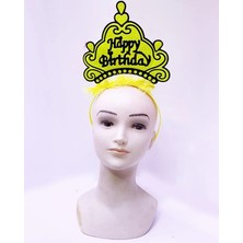 Shopwave Happy Birthday Neon Sarı Renk Doğum Günü Tacı 24X15 cm (5047)