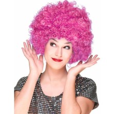 Shopwave Fuşya Renk Kıvırcık Afro Bonus Peruk Saç Parti Peruğu (5047)