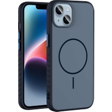 Techaks iPhone 15 Kılıf M-Safe Şarj Özellikli Zore Tea Kapak - Lacivert