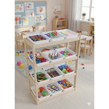 Masal Oyuncak 12 Kutulu 4 Raflı  Çok Amaçlı Oyuncak Dolabı