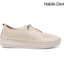 Gönderi(r) Kadın Bej Lastik Bağcıklı Hakiki Deri Comfort Ayakkabı