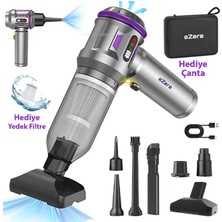 Ezere 18000PA Güçlü Dijital Göstergeli Vakumlu Kablosuz Üflemeli Mini Araç Süpürgesi