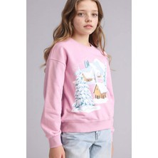 DeFacto Relax Fit Bisiklet Yaka Baskılı Sweatshirt Kız Çocuk E6843A825WN