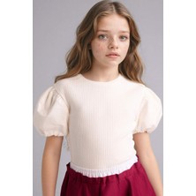 DeFacto Fitilli Kaşkorse Balon Kollu Tişört Kız Çocuk G7592A826SM