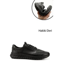 Gönderi(r) Erkek Siyah Bağcıklı Kauçuk Taban Hakiki Deri Sneaker