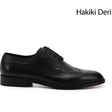 Gönderi(r) Erkek Siyah Bağcıklı Kösele Taban Hakiki Deri Klasik Ayakkabı