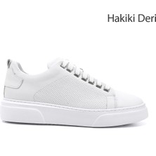 Gönderi(r) Erkek Beyaz Bağcıklı Hakiki Deri Sneaker