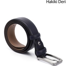 Gönderi(r) Erkek Lacivert Antik Hakiki Deri 3,5 Cm Klasik Kemer