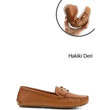 Gönderi(r) Kadın Taba Antik Tokalı Rok Hakiki Deri Comfort Loafer