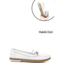 Gönderi(r) Kadın Beyaz Tokalı Rok Hakiki Deri Comfort Loafer