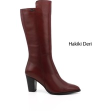 Gönderi(r) Kadın Bordo Antik Sivri Burun Kalın Topuklu Hakiki Deri Çizme