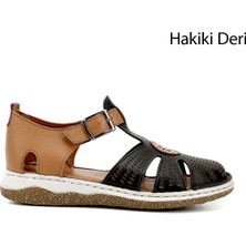 Gönderi(r) Kadın Siyah Dolgu Topuk Hakiki Deri Sandalet