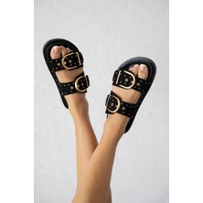 Straswans Pella  Kadın  Drop  Detay  Günlük Süet  Konfor Terlik Siyah