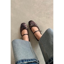 Straswans Maxy Kadın Fiyonk Detay Saten Babet Leopar