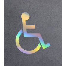 Sticker Usta Engelli İşareti 2 Adet  Hologram Janjanlı Çok Renkli Sticker - Araba Oto Motosiklet Cam Sticker - 00094