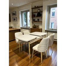 Msy Home Göz Serisi Krom Kelebek Traverten Kelebek Yemek Masası Takımı