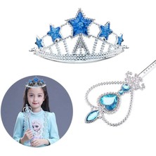 Just Cheap Store Karlar Ülkesi Elsa Yıldız Mavi Taç ve Asa Seti
