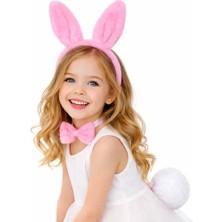 Just Cheap Store Pembe Full Tavşan Kulak Papyon Kuyruk 3'lü Parti Seti