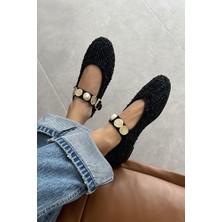 Straswans Leonardo Kadın  Aksesuar  Detay  Keten Babet Siyah