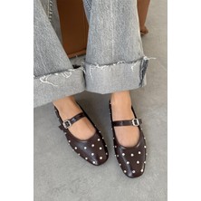 Straswans Azure Kadın Drop Detay Kırışık Deri Babet Bordo