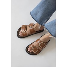 Straswans Chelsa   Kadın  Toka  Detay  Günlük  Konfor Terlik Taba