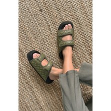 Straswans Flex  Kadın  Kapitone Detay  Günlük Terlik Haki