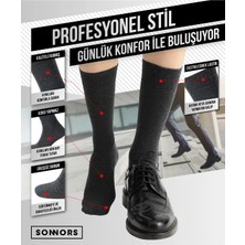 Sonnors 6 Çift Premium Organik Pamuk Dikişsiz Klasik Kadın Erkek Çorap Siyah Ofis Çorabı