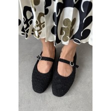 Straswans Berny Kadın Kemer Detay Keten Babet Siyah