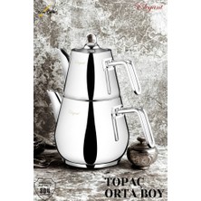 Elegant Topaç Orta Boy Çelik Kulplu Çaydanlık Takımı