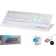 Hadron G525XW Cyberpunk Mekanik Gaming Klavye Blue Switch Rgb Bilek Destekli - Beyaz - 1 Adet