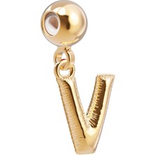 Chocli 18 Ayar Altın Kaplama Charm Harf - V