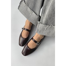 Straswans Berny Kadın Kemer Detay Kırışık  Deri  Babet Bordo