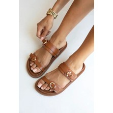 Straswans Sunday  Kadın  Toka  Detay  Günlük  Konfor Terlik Taba