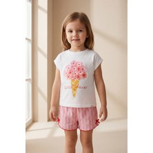 Katia & Bony Kız Çocuk Floral 3D Çiçekli Şortlu Pijama Takımı Pembe