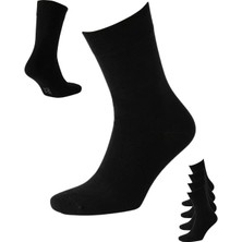 Sonnors 4 Çift Premium Organik Pamuk Dikişsiz Klasik Kadın Erkek Siyah Ofis Çorabı